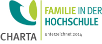Logo of Familie in der Hochschule e.V., an initiative that has set itself the goal of promoting and further developing the compatibility of studies, career and science with family responsibilities in German-speaking universities. The initiative is committed to the appreciation and support of diverse family forms.